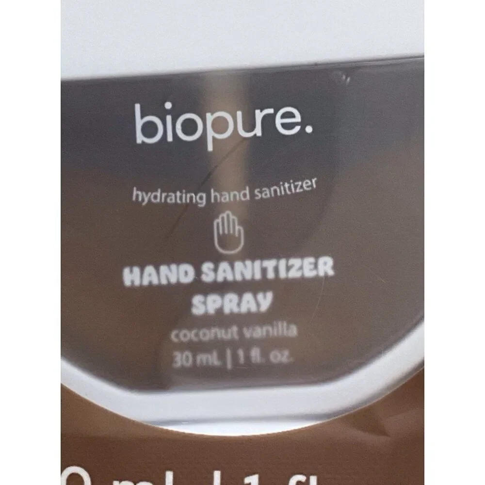 Biopure Scented Hydrating Hand Sanitizer Spray 1 Fl Oz Coconut Vanilla Round NEW